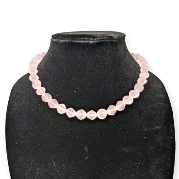 Light Pink Frosted Beaded Necklace - Picture 1 of 10